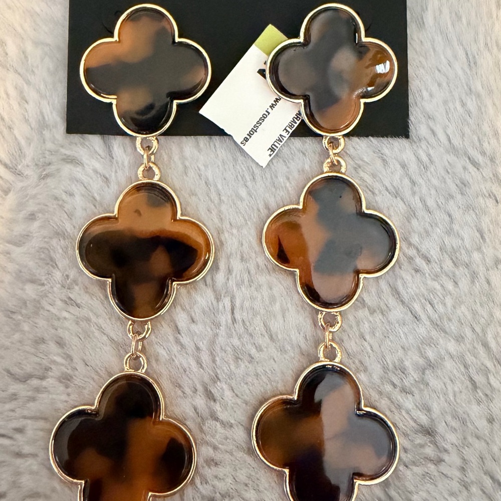 Noir Jewelry Elegant Tortoiseshell Drop Earrings
